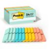 Post-it Notes, 1.5x2 in, 24 Pads, America's #1 Favorite Sticky Notes, Beachside Café Collection, Pastel Colors, Clean Removal, Recyclable