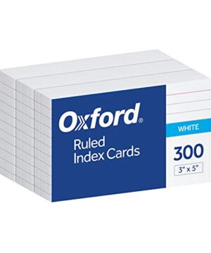 Oxford Ruled Index Cards, 3" x 5", White, Lined Index Flashcards, 300 per Pack (10022)
