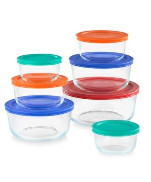 Pyrex Simply Store (7-Pack) Glass Food Storage Containers Set, (1, 2, 4 & 7 Cup) Meal Prep Containers With BPA-Free Lids, Dishwasher & Microwave Safe