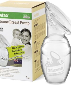 haakaa Manual Breast Pump for Breastfeeding, Silicone, Clear 4oz/100ml