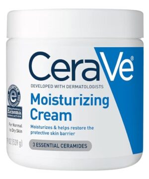 CeraVe Moisturizing Cream, Body and Face Moisturizer for Dry Skin, Body Cream with Hyaluronic Acid and Ceramides, Daily Moisturizer, Oil-Free, Fragrance Free, Non-Comedogenic, 19 Ounce