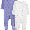 Simple Joys by Carter's Baby Girls Cotton Footed Play, Pack Of 2 And Toddler Sleepers, Violet/Ivory Duck, 3-6 Months US