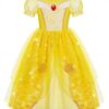 Marendyee Princess Dress up Clothes for Girls 4-6 Sparkly Tulle Puff Sleeve Birthday Fancy Party Halloween Costume Toddler Kids Princess Dresses