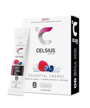 CELSIUS On-the-Go Powder Stick Packs, Zero Sugar (14 Sticks per Pack), Berry, 2.5 Ounce, (Pack of 14)