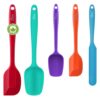 HOTEC Heat Resistant 600℉ Food Grade Silicone Rubber Spatula Set for Baking, Cooking, and Mixing Non Stick Dishwasher Safe BPA-Free Multicolor Set of 5