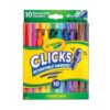 Crayola Clicks Retractable Tip Markers (10ct), Stocking Stuffers for Kids & Toddlers, Cone Tip Washable Art Marker Set, Coloring Book Supplies, No Dry, 3+