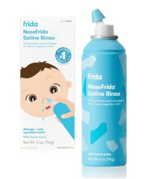 Frida Baby Saline Rinse for Toddler, Kids, Ages 2+, Saline Rinse for Sinus, Instant Congestion Relief & Allergy Relief, Flush Out Allergens, Mucus, Pollen, Dust, Safe for Daily Use