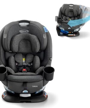 Graco Turn2Me 3-in-1 Rotating Convertible Car Seat, Manchester, Rear-Facing Rotation, Forward-Facing Mode, Highback Booster Up to 100 lbs, Adjustable Headrest & Harness, Steel Reinforced Frame