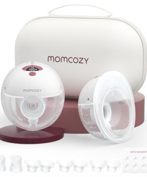 Momcozy M5 Hands-Free Wearable Breast Pump, Double-Sealed Flange for Baby-Like Comfort, 3 Modes & 9 Suction Levels, Portable Electric Pump – 24mm, 2-Pack Cozy Red