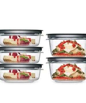 Rubbermaid Premier Food Storage Container, 10 Piece Set, Grey, BPA-Free, Microwave & Dishwasher Safe