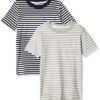 Carter's Boys' Big 2-Pack Tees, Light Grey Stripe/Black Stripe, 4