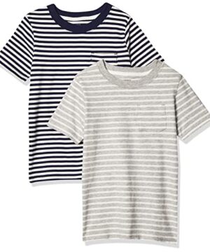 Carter's Boys' Big 2-Pack Tees, Light Grey Stripe/Black Stripe, 4