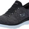 Skechers Women's Summits Hands-Free Slip-Ins – Memory Foam Insole, Heel Pillow, Vegan Materials Sneaker, Black White, 7