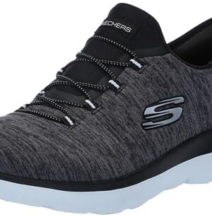 Skechers Women's Summits Hands-Free Slip-Ins – Memory Foam Insole, Heel Pillow, Vegan Materials Sneaker, Black White, 7