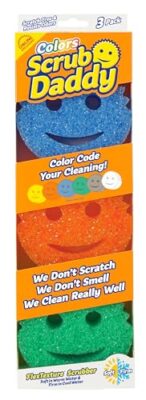 Scrub Daddy Color Sponges - Scratch-Free Multipurpose Dish Sponges for Kitchen, Bathroom & Household Cleaning - Made with BPA-Free Polymer Foam (3 Count)
