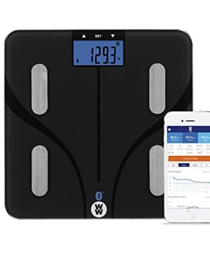 Weight Watchers Scales by Conair Smart Scale for Body Weight, Digital Bluetooth Smart Bathroom Scale with Body Fat, Muscle, and BMI in Black