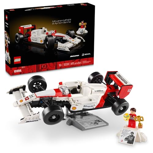 LEGO Icons McLaren MP4/4 & Ayrton Senna Minifigure Model Car Kit - Buildable F1 McLaren Set for Adults, Ages 18+ - Gift for Birthdays - 10330