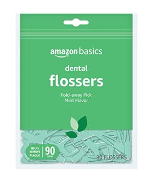 Amazon Basics Mint Dental Flossers, 90 Count, 1 Pack (Previously Solimo)