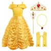 ReliBeauty Little Girls Layered Princess Dress Costume with Accessories, Yellow, 3T