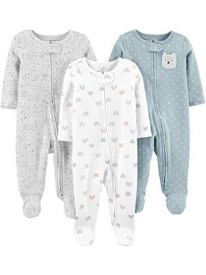 Simple Joys by Carter's Baby 3-Pack Neutral Sleep and Play, Bear/Llama/Rainbow, 0-3 Months