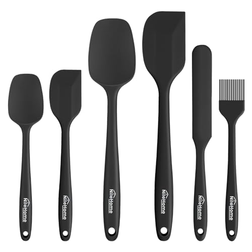 NileHome Silicone Spatula Set, 6 Pieces Food Grade Kitchen Utensils with Silicone Brush Heat Resistant BPA-free Rubber Spatula for Scraping, Baking, Cooking, Mixing
