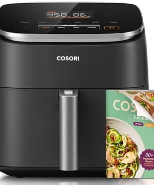 Cosori 9-in-1 TurboBlaze Air Fryer 6 Qt, Premium Ceramic Coating, 90°–450°F, Precise Heating for Even Results, Air Fry, Roast, Bake, Broil, Dry, Frozen, Proof, Reheat, Keep Warm, 120V