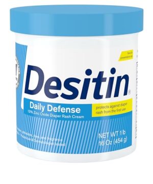 Desitin Daily Defense Baby Diaper Rash Cream with 13% Zinc Oxide, Barrier Cream to Treat, Relieve & Prevent Diaper Rash, Hypoallergenic, Dye-, Phthalate- & Paraben-Free, 16 oz