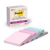 Post-it 100% Recycled Paper Super Sticky Notes, 2X The Sticking Power, 3x3 in, 5 Pads, 70 Sheets/Pad, Wanderlust Pastels Collection (654R-5SSNRP)