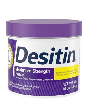 Desitin Maximum Strength Baby Diaper Rash Cream, 40% Zinc Oxide for Treatment, Relief & Prevention, Hypoallergenic, Phthalate- & Paraben-Free Paste, Protects Skin For Up To 12 Hours, 16 oz