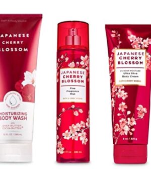 Bath and Body Works - Japanese Cherry Blossom - Moisturizing Body Wash, Fine Fragrance Mist and Ultra Shea Body Cream - 3 pc - Gift Set (2020))