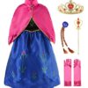 JerrisApparel Princess Snow Party Dress Queen Costume Cosplay Dress Up (2-3, Blue with Accessories)
