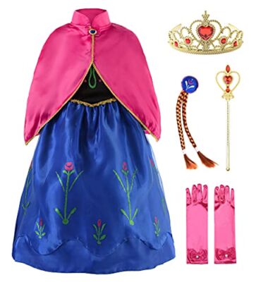 JerrisApparel Princess Snow Party Dress Queen Costume Cosplay Dress Up (2-3, Blue with Accessories)