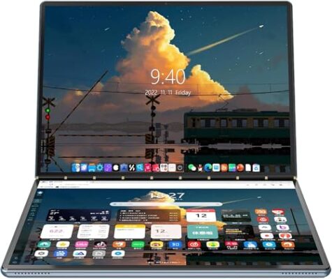 Ruchonin 2-in-1 10.95" 2.5K Dual Screen Touch Laptop CPU Core i3-1215U Win 11 Home 32GB RAM 1TB SSD (Gray)