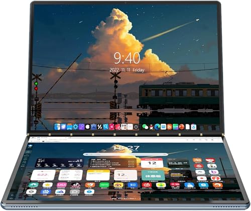 Ruchonin 2-in-1 10.95" 2.5K Dual Screen Touch Laptop CPU Core i3-1215U Win 11 Home 32GB RAM 1TB SSD (Gray)