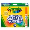 Crayola Broad Line Markers (12 Count), Washable Markers for Kids, Assorted, Back to School Essentials, Teacher Classrooms Must Have, School Supplies, 3+