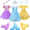 Meland Princess Dress Up for Girls 3-6, Dress Up Clothes for Girls with Princess Shoes Toy, Birthday Gift for Toddlers