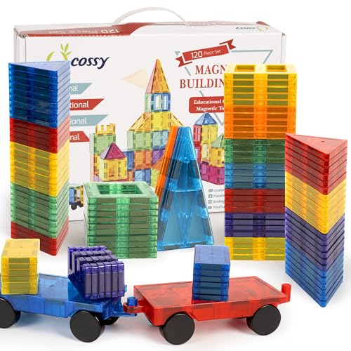 cossy 120Pcs Magnetic Tiles Magnetic 3D Building Blocks Set Educational Construction Toys for 3+ Year Old Kids with Stronger Magnets, Educational Toys, Recreational, Conventional