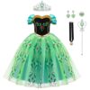 WOXVM Anna Princess Dress for Girls Anna Costume Christmas Birthday Party Princess Dress up Elsa Costume with Accessories