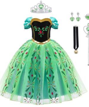 WOXVM Anna Princess Dress for Girls Anna Costume Christmas Birthday Party Princess Dress up Elsa Costume with Accessories