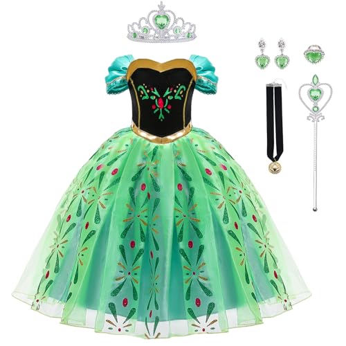 WOXVM Anna Princess Dress for Girls Anna Costume Christmas Birthday Party Princess Dress up Elsa Costume with Accessories