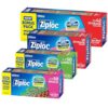 Ziploc Brand Storage Bags Variety Pack, 42ct Storage Gallon and 48ct Storage Quart with Stay Open Design, 50ct Sandwich and 50ct Snack with Grip N Seal Technology, 190ct Total