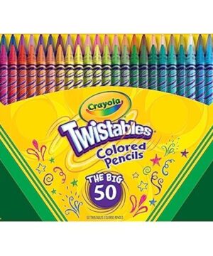 Crayola Twistables Colored Pencil Set (50ct), Stocking Stuffer for Kids & Teens, No Sharpen Colored Pencils For Kids Coloring Books, Drawing & Sketching, 4+