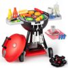 JOYIN 34 PCS Kitchen Toy Set, BBQ Play Grill, Cooking Toy Set, Little Chef Play, Kids Grill Playset Interactive BBQ for Kids with Light & Sound, Birthday Gift for Boys Girls