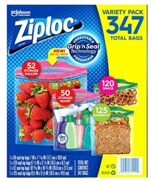 Ziploc Bags 52 Gallon, 50 Quart, 120 Snack, 125 Sandwich (347 Count)