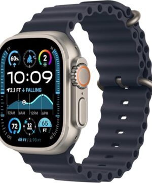 Apple Watch Ultra 2 [GPS + Cellular, 49mm] - Titanium Case with Blue Ocean Band, One Size (Renewed)
