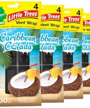 LITTLE TREES Car Air Freshener | Vent Wrap Provides Long Lasting Scent, Invisibly Fresh | Caribbean Colada, 16 Air Fresheners