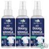 Downy Wrinkle Release Spray, Travel Size Spray, All In One Formula, Removes Wrinkles, Static and Odor Eliminator, Crisp Linen Scent, 3 Fl Oz, Pack of 3