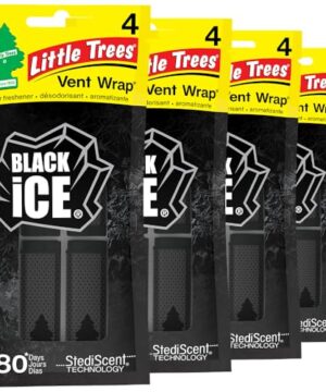 LITTLE TREES Car Air Freshener | Vent Wrap Provides Long Lasting Scent, Invisibly Fresh | Black Ice, 16 Air Fresheners