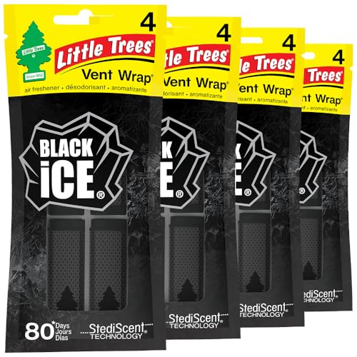 LITTLE TREES Car Air Freshener | Vent Wrap Provides Long Lasting Scent, Invisibly Fresh | Black Ice, 16 Air Fresheners