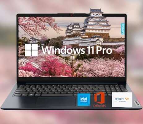 Lenovo IdeaPad 15.6" HD Anti-Glare w/ 1 Year Microsoft 365, 8GB RAM, 128GB SSD, Windows 11 Pro, Intel Processor, WiFi 6, HDMI, USB-C, SD Card Reader, Up to 9.5 Hours Battery Life, w/WOWPC USB